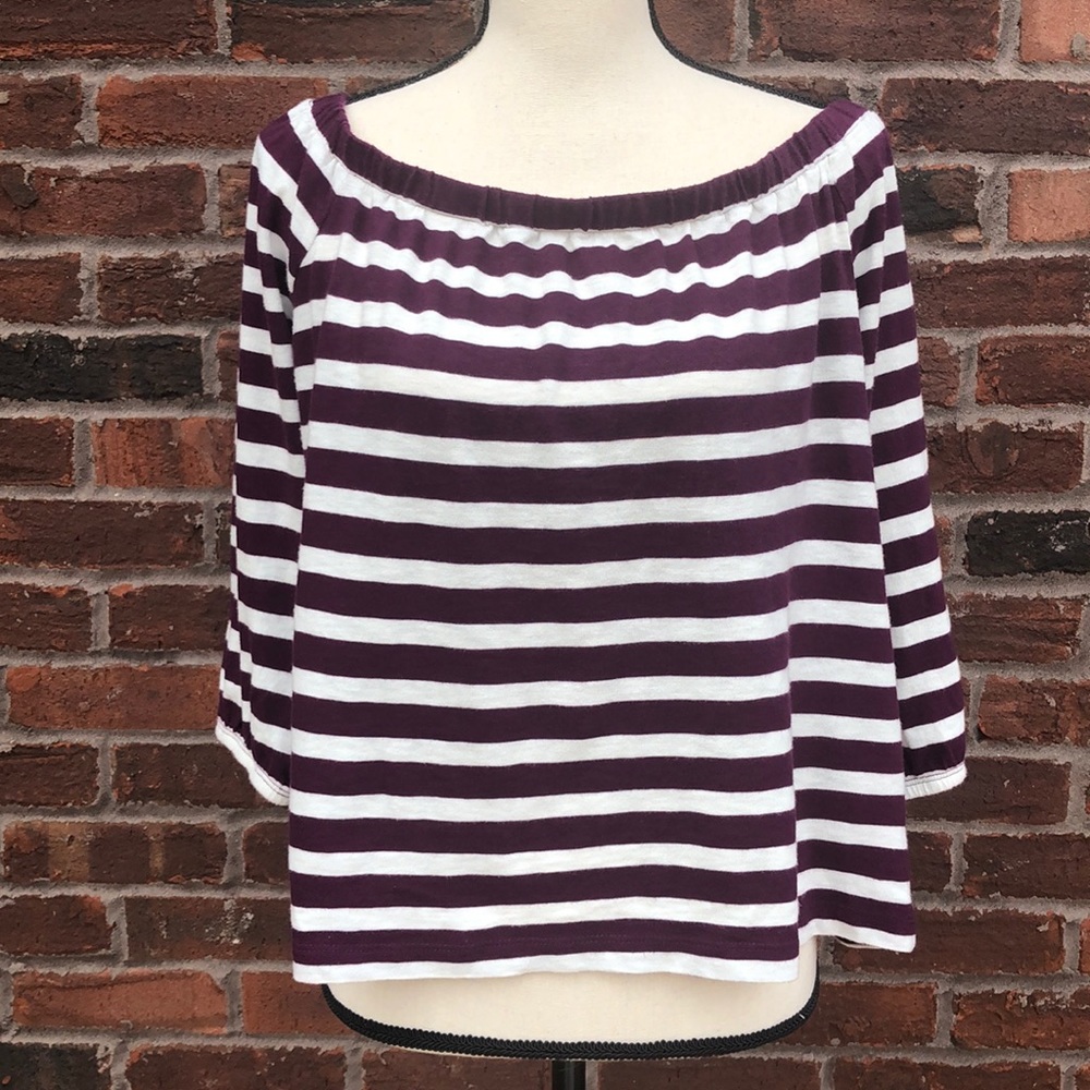 J. Crew Off Shoulder Striped Crop Top Sz M